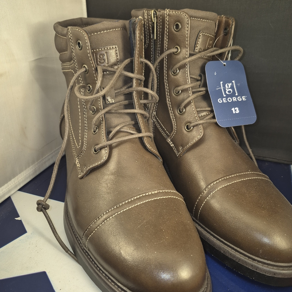 George Men's Brown Leather Boots